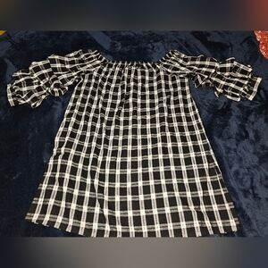 IMIN womens black and white checkard top sz large